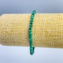 Malachite bracelet, natural stone, faceted cube, 4x4 mm, stretchy, 18 cm