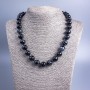 Necklace of natural stone Agate, black, smooth beads, 12mm diameter, length 51cm +