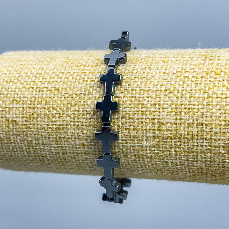 Hematite Cross Bracelet, diameter 10, 5×8, 5mm+-, length 18cm (stretch)