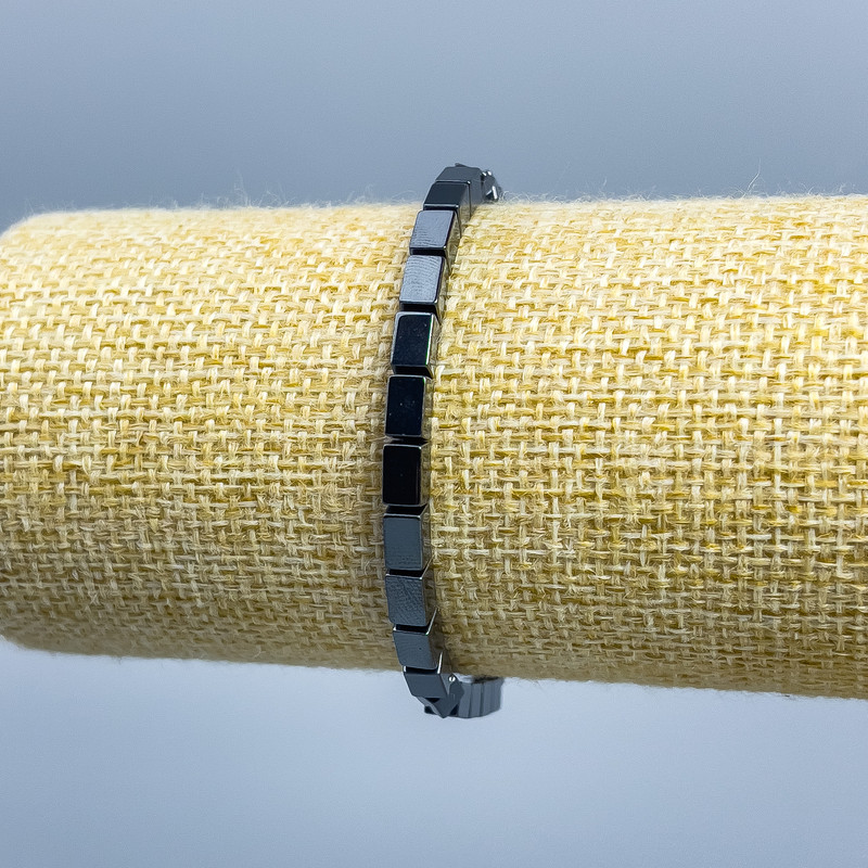 Hematite Rectangle Bracelet, diameter 6x4mm+-, length 18cm (stretch)