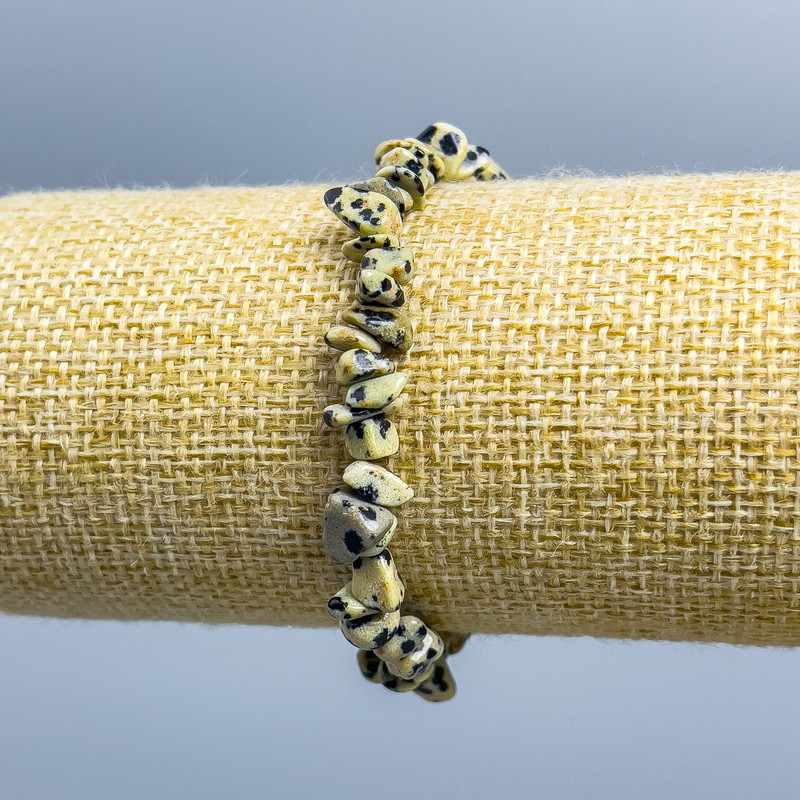 Bracelet Jasper Dalmatian Chip, diameter 5x3-14x5mm+-, length 18cm (stretch)