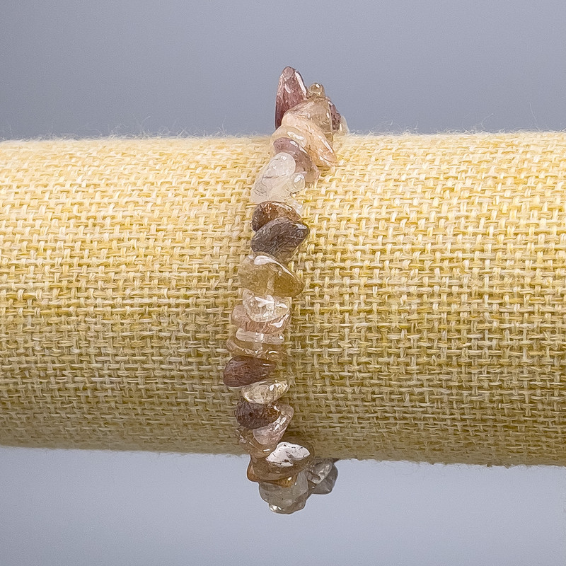 Rutilated Quartz Hairy Crystal Bracelet, 8×3mm chips, stretchy, 18cm