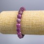 Bracelet Turmaline Rubellite Natural Stone Bead, faceted cube, diameter 9×9 mm ±, length 18 cm (stretch)