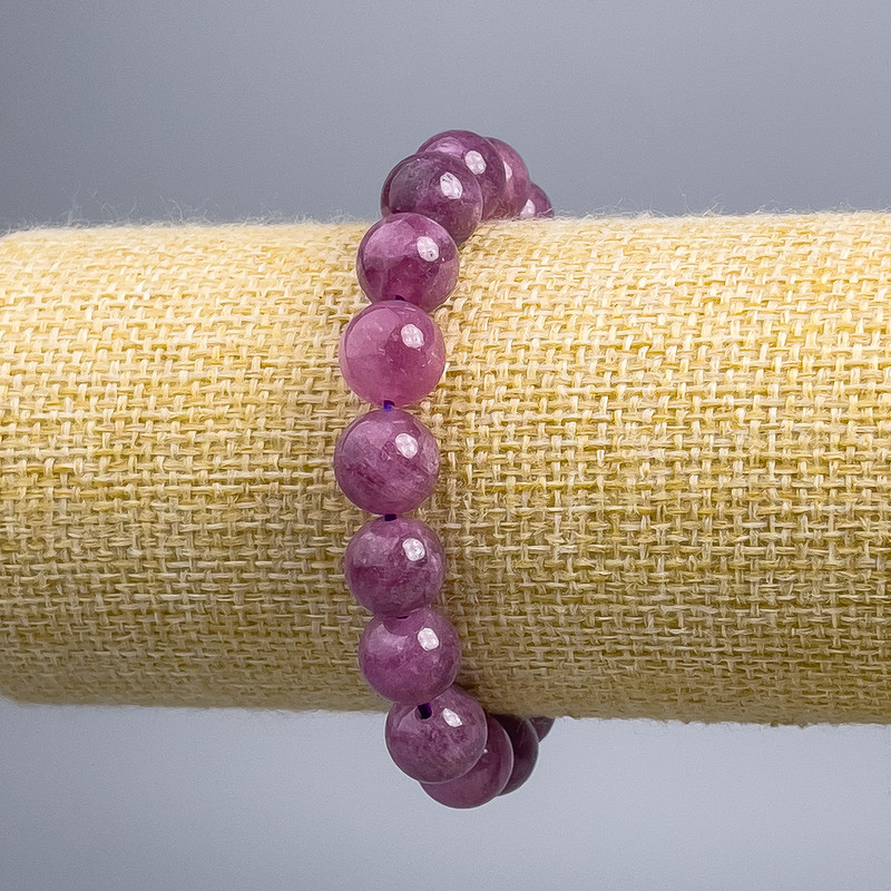 Tourmaline Rubinolite Bracelet Natural Stone Smooth Bead, diameter 10.5 mm±, length 18 cm (stretched)