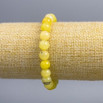 Bracelet Rutilated Quartz Hairy (Hair Quartz) Smooth Bead, 8mm diameter, 18cm length (stretch)