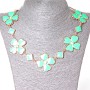 Necklace with Diamonds—Diamonds shapes and flowers in Gold-toned metal and aquamarine glossy finish (15-35 mm)