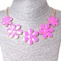 Necklace Daisy Floral Gold-tone and Pink Shine (30x40 mm)
