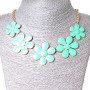 Necklace Daisy Flower Gold Shine Aquamarine (30x40 mm)