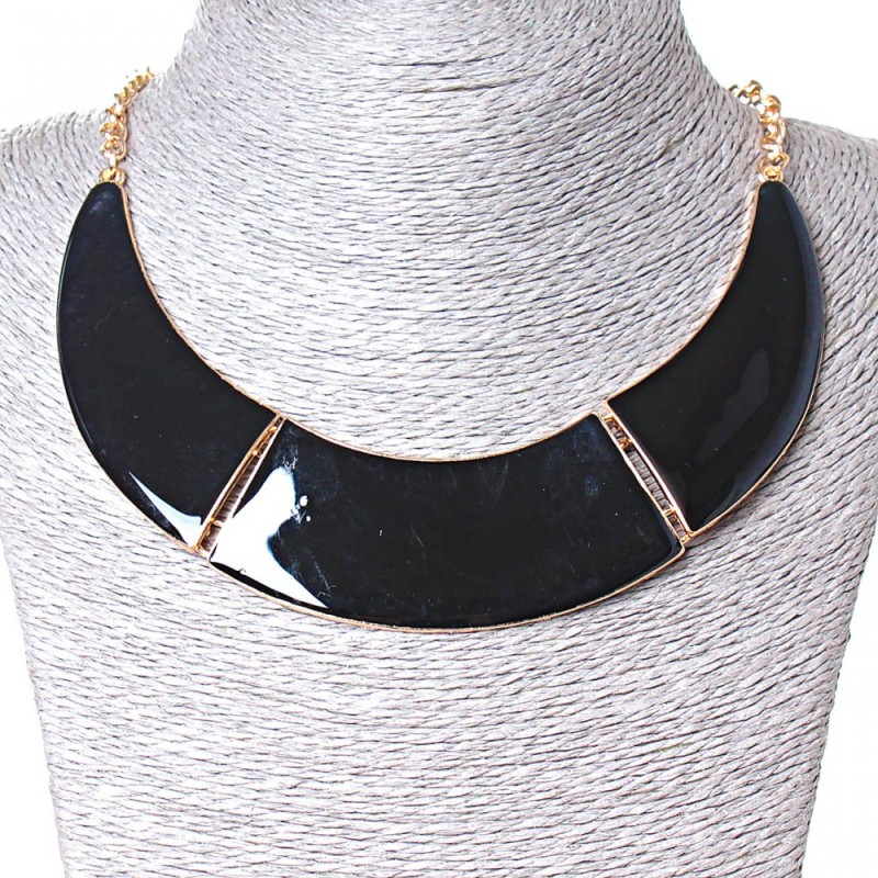 Gateway Necklace 3-part metal Gold and black gloss (130x20 mm)