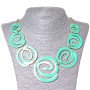 Necklace Aqua Watercolour, spiral-reducing inserts, Gold-toned metal with Aquamarine shine (30x5
