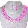 Set Necklace + Earrings Berry, Gold-toned metal and pink gloss