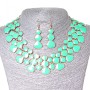 Pendant Necklace + Earrings Lava-Lamp, Gold tone metal and Aqua React glossy