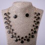 Necklace and Earrings Set with Black Enamel, length 57-64 cm