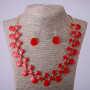 Necklace and Earrings Set with Red Enamel, length 57-64 cm