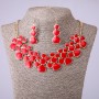 Necklace and Earrings Set in Red Enamel, length 46-52 cm