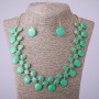Necklace and Earrings Set with Green Enamel, length 57-64 cm