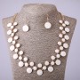 Necklace and Earrings Set in White Enamel, length 57-64 cm