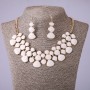 Set of Necklace and Earrings with White Enamel, length 46-52cm