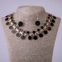 Choker Set with Bow Pendant and Earrings in Black Enamel, 45cm