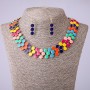 Set of Necklace and Earrings with Multicolour Enamel, length 45-50cm