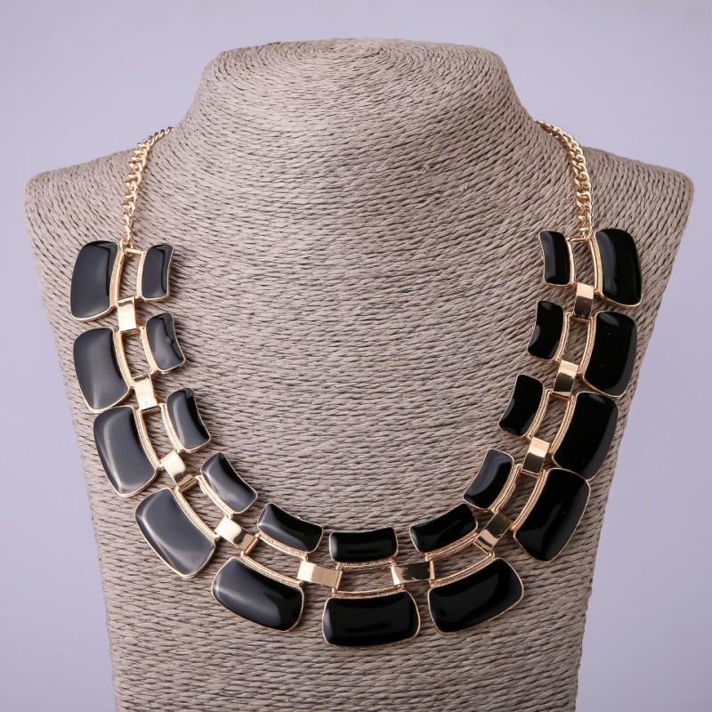 Necklace with black enamel, length 50-55cm