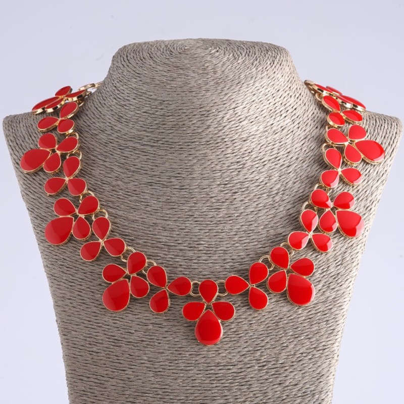 Necklace with red enamel “Coterie”, length 53cm metal color “gold”