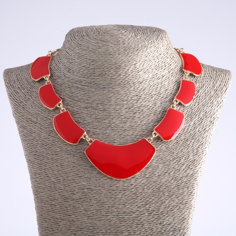 Necklace with red enamel "Athena", length 55cm, metal colour "gold"