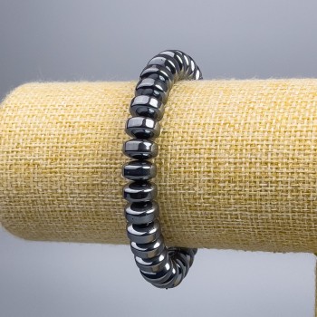 Hematite Bead Bracelet Smooth Rondelle, diameter 10×6mm, length 18cm (stretch)