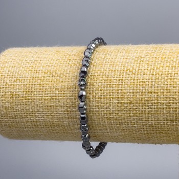 Hematite Bracelet 'Skull', diameter 5×6×5mm±, length 18cm (stretch)