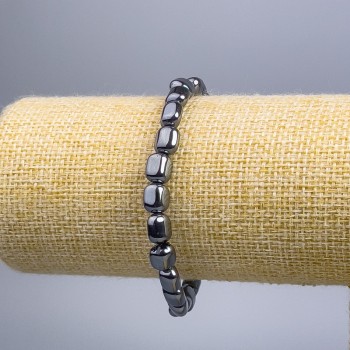 Hematite Barrell Bracelet, diameter 8×7×5 mm, length 18 cm (stretch)