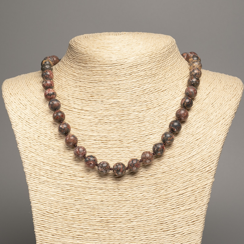Leopard Jasper Beads (solid acrylic) smooth round bead, diameter 10mm±, length 49cm ±