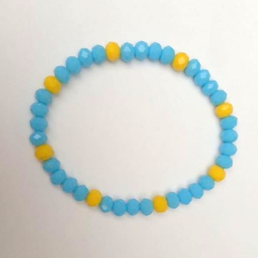 Bracelet "Ukraine" with Czech crystal – yellow-blue, diameter 5×6 mm, length 18 cm +/- (stretch)