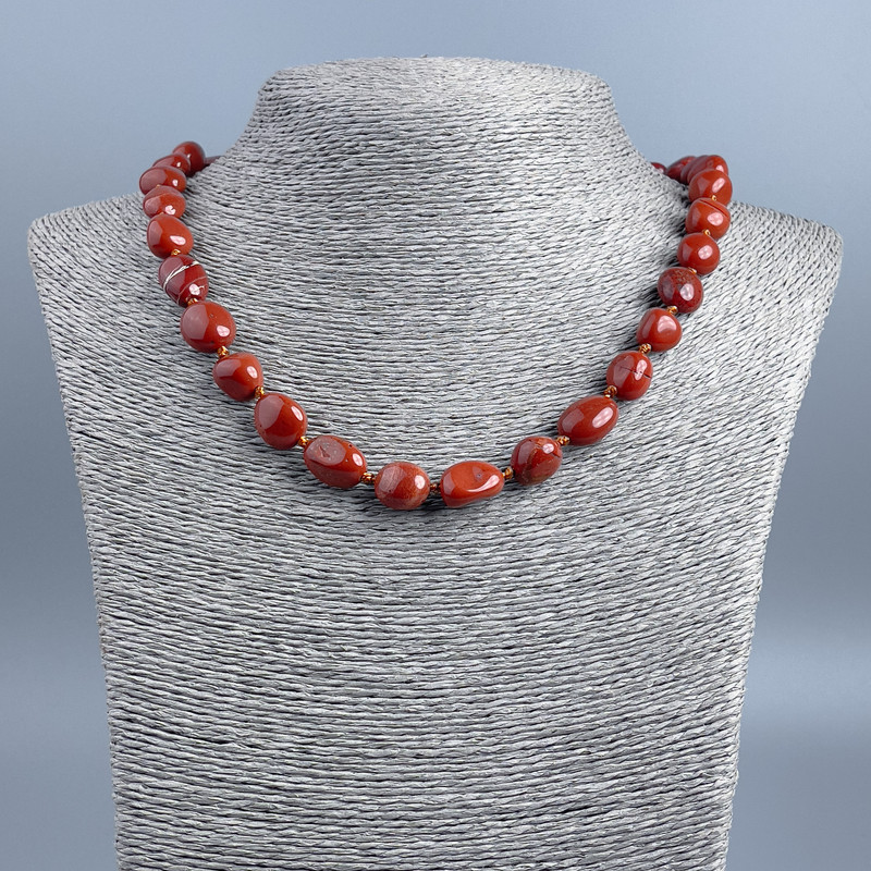 Jasper Bead Necklace Red Jasper Faceted Beads, 10×12mm approx, 48cm length