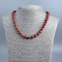 Red Jasper Beads Necklace with Faceted Ball 8mm Diameter, 48cm Length