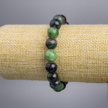Bracelet with Zoisite gemstone smooth bead, diameter 10+-mm, length 18cm stretch