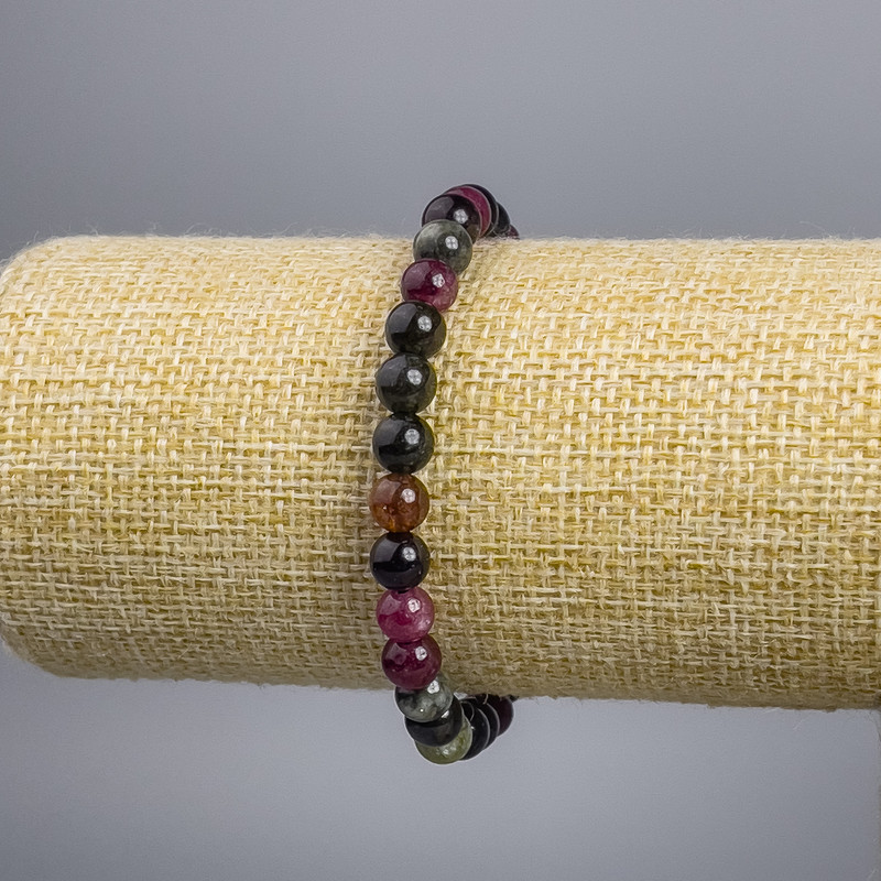 Tourmaline Bracelet (single) Smooth Bead, diameter 6+-mm, length 18cm stretch
