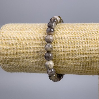 Bracelet Sunstone natural stone smooth bead, diameter 8+-mm, length 18cm stretch