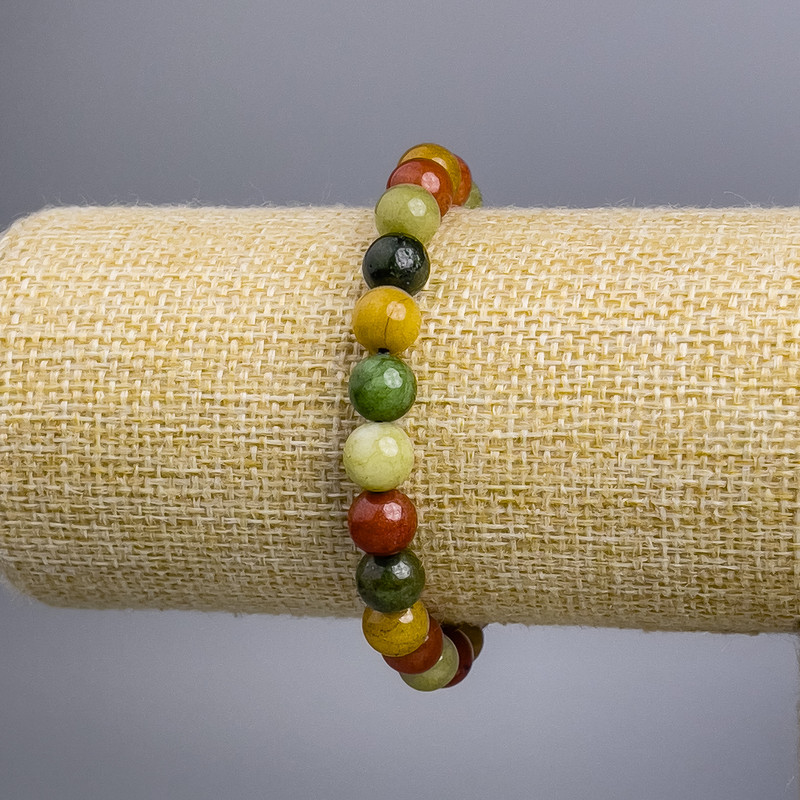 Bracelet "Jasper" multicoloured (per piece) smooth bead, diameter 8+-mm, length 18cm stretch