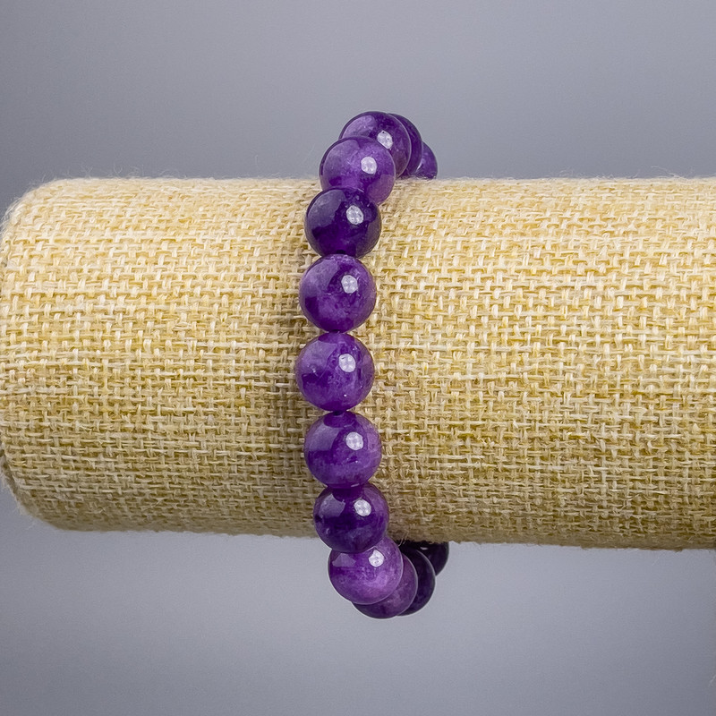 Bracelet 'Sugilite' (piece) smooth bead, diameter 10+-mm, length 18cm stretch