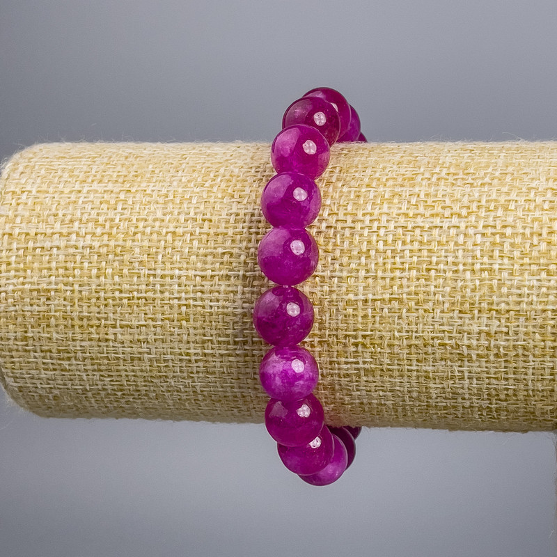 Bracelet "Tourmaline" (single) raspberry smooth bead, diameter 10+-mm, length 18cm stretch
