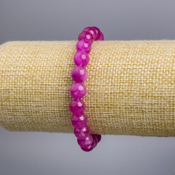 Bracelet 'Tourmaline' (single) raspberry smooth bead, diameter 8+-mm, length 18cm stretch