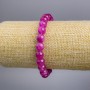 Bracelet 'Tourmaline' (single) raspberry smooth bead, diameter 8+-mm, length 18cm stretch