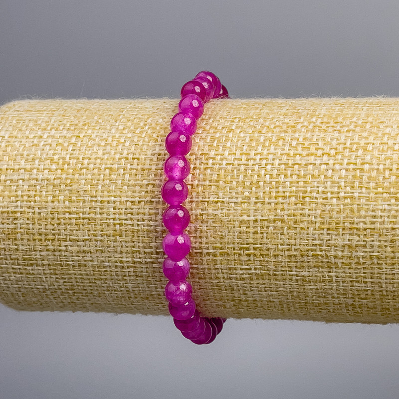 Bracelet "Tourmaline" (single) raspberry smooth bead, diameter 6+-mm, length 18cm stretch