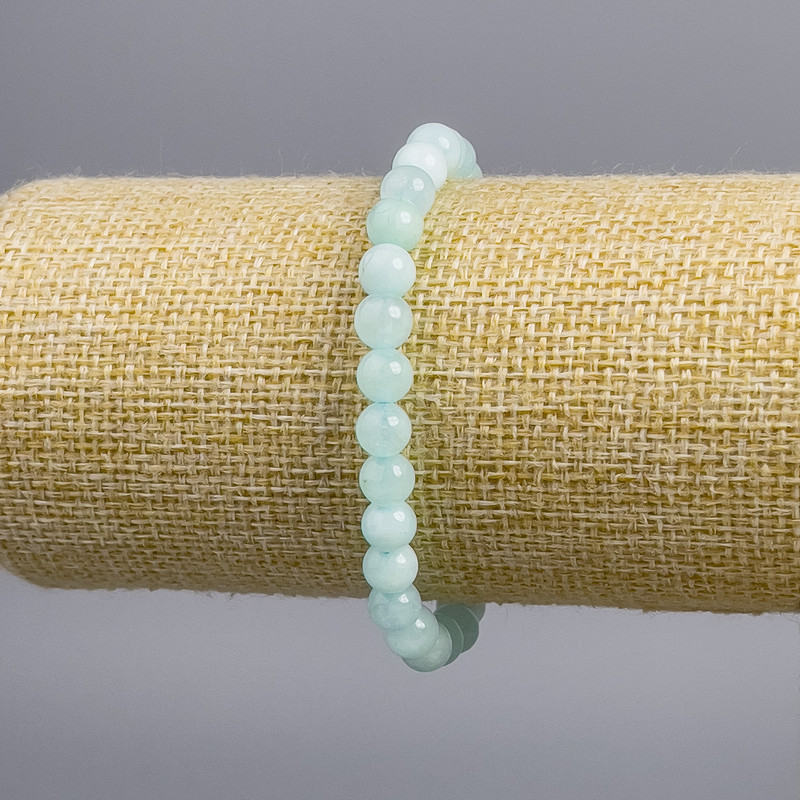 Larimar bracelet smooth beads, 6mm diameter, length 18cm stretch
