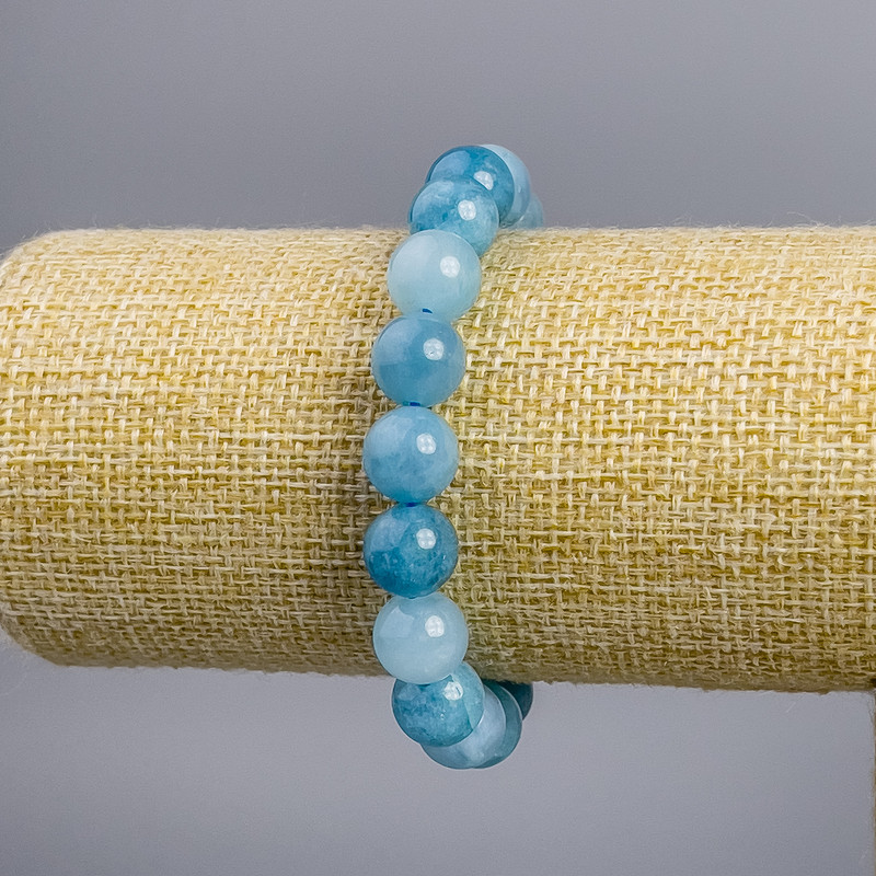 Bracelet made of Aquamarine—blue-violet smooth beads, diameter ~10 mm, length 18 cm, stretch