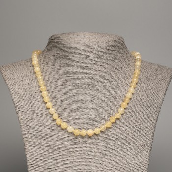 Citrine Bead Necklace, Smooth Round Beads 6.5 mm, Length 48 cm