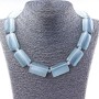 Cat's Eye Necklace rectangular 33×20 mm and bead spacer in grey, 50 cm length