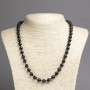 Necklace of natural black tourmaline, smooth beads 8 mm diameter, length 45 cm