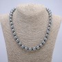 Terahertz Natural Stone Necklace smooth round beads 10mm diameter, 45cm length +