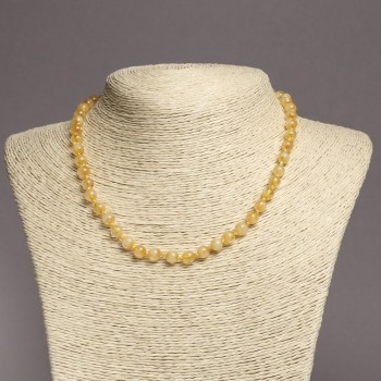 Citrine Bead Necklace, Smooth Round Beads, 6mm (±) diameter, 45cm+ length